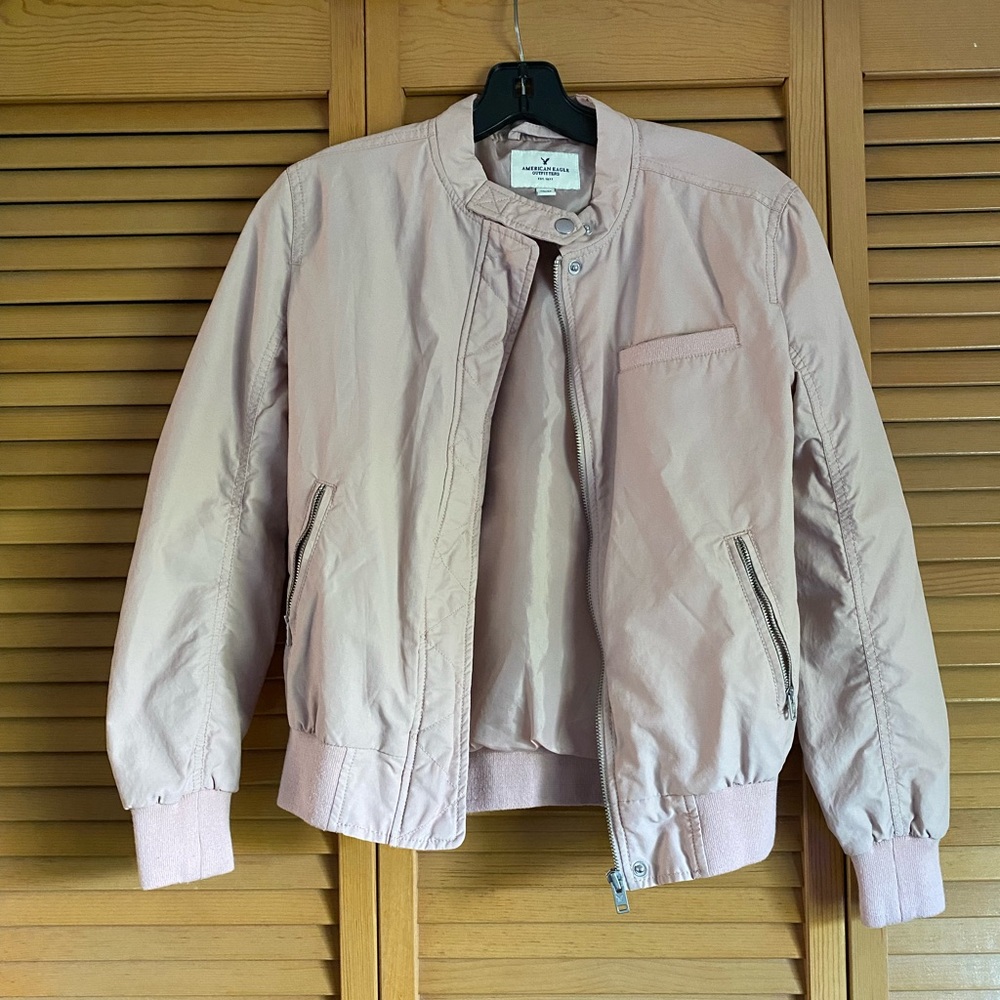 American Eagle Blush Pink Bomber Jacket